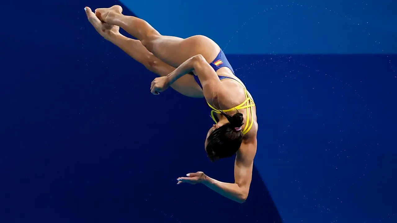 La saltadora espa&ntilde;ola Valeria Antolino, octava en la final de trampol&iacute;n de tres metros de los Juegos Ol&iacute;mpicos de Par&iacute;s. EFE/EPA/TOLGA AKMEN