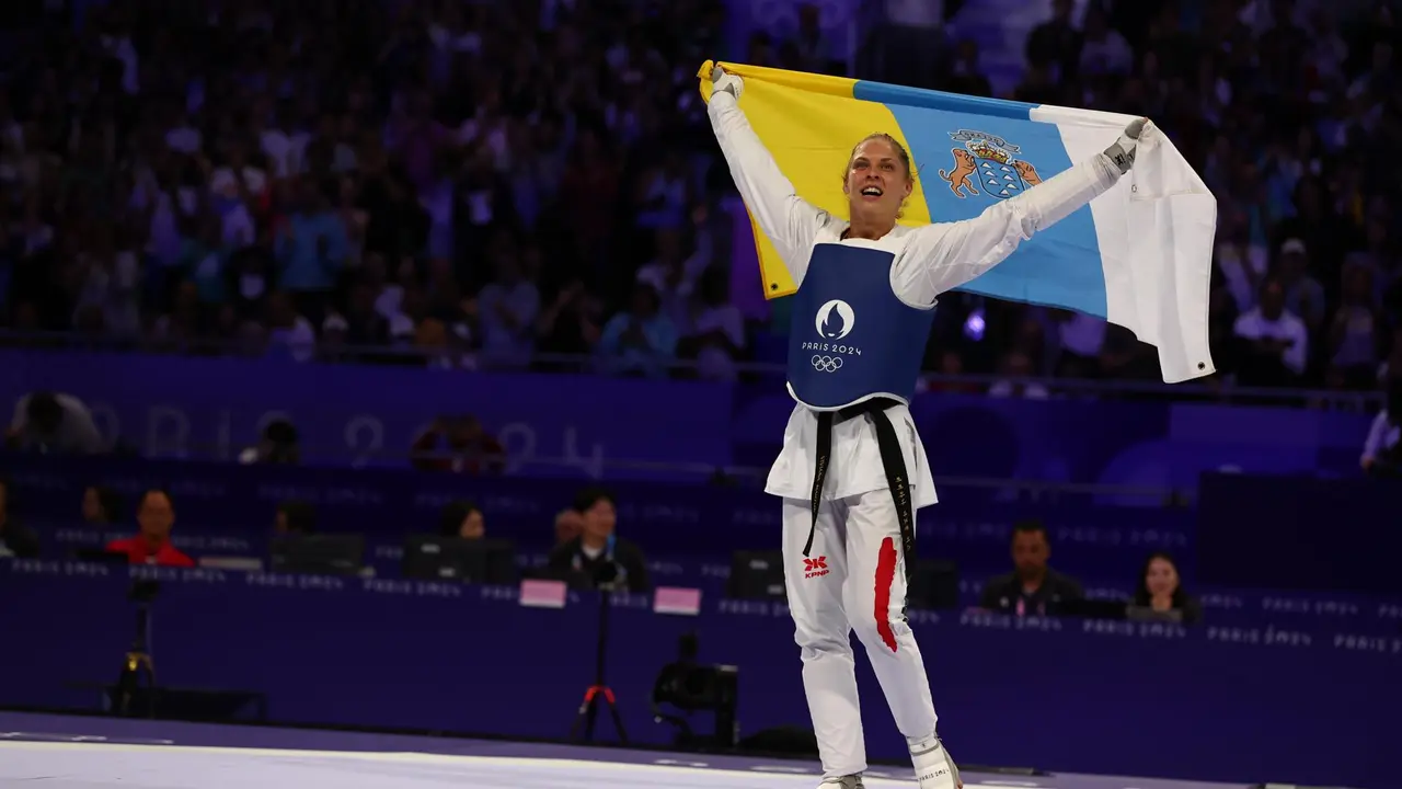 La h&uacute;ngara Viviana Marton se proclam&oacute; campeona ol&iacute;mpica en la categor&iacute;a de -67 kilos de taekwondo de los Juegos de Par&iacute;s 2024. EFE/EPA/DIVYAKANT SOLANKI